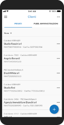 App Mobile: clienti fatturazione elettronica